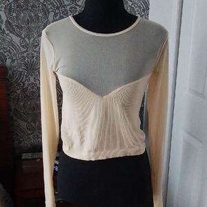 Zara Gray Silver Fitted Crop Blouse